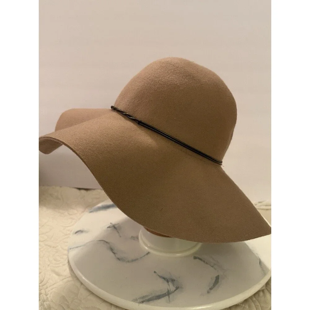 Wool Floppy Hat Wide Brim Chain Detail Coquette Whimsy Cottage Boho Festival